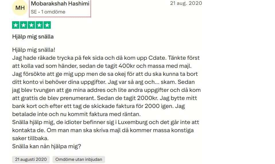 C-Date Trustpilot recension
