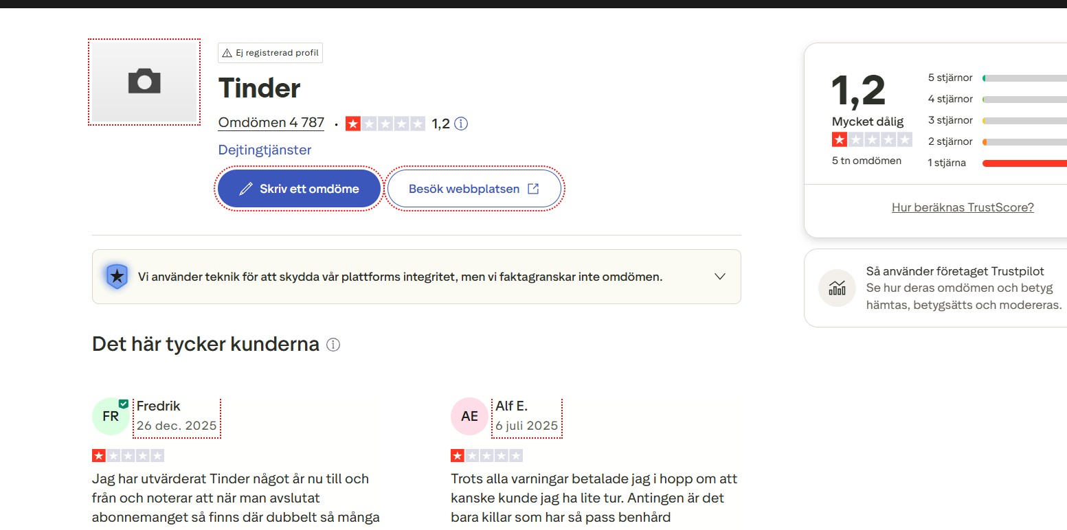 Tinder Trustpilot arvostelut Suomi