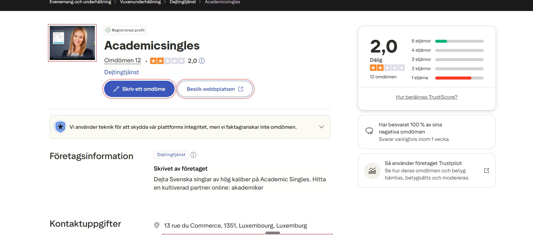 Academic Singles Trustpilot arvostelut
