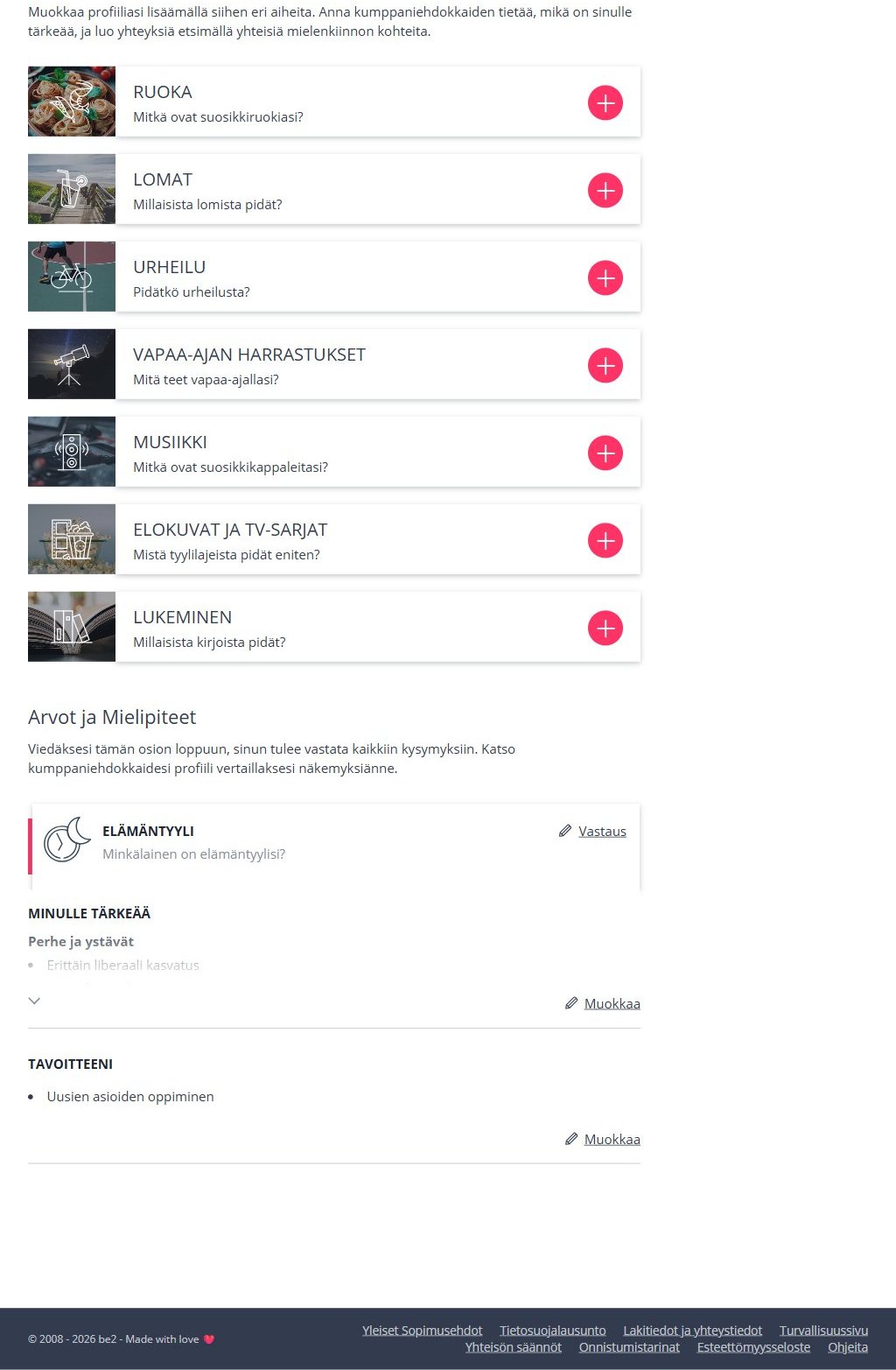 Be2 jäänmurtajakysymykset ja kiinnostukset
